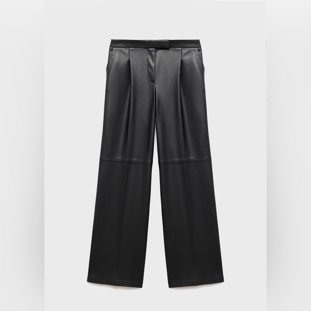 MANGO WIDE-LEG FAUX-LEATHER TROUSERS